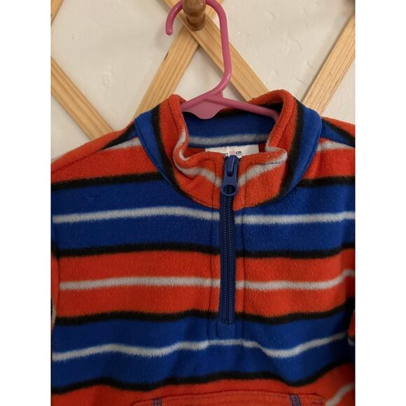 Hanna Andersson Sweatshirt Toddler 2T 80cm Blue Orange Striped Collared - Picture 5 of 8